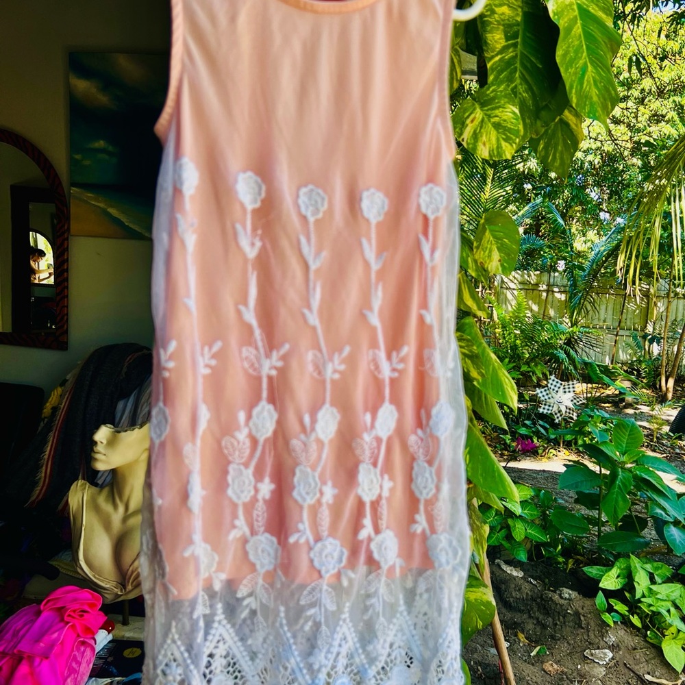Elegant Peach Floral Kids Dress
